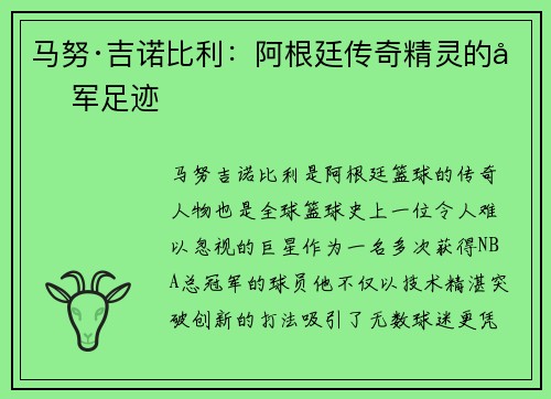 马努·吉诺比利：阿根廷传奇精灵的冠军足迹